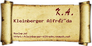 Kleinberger Alfréda névjegykártya